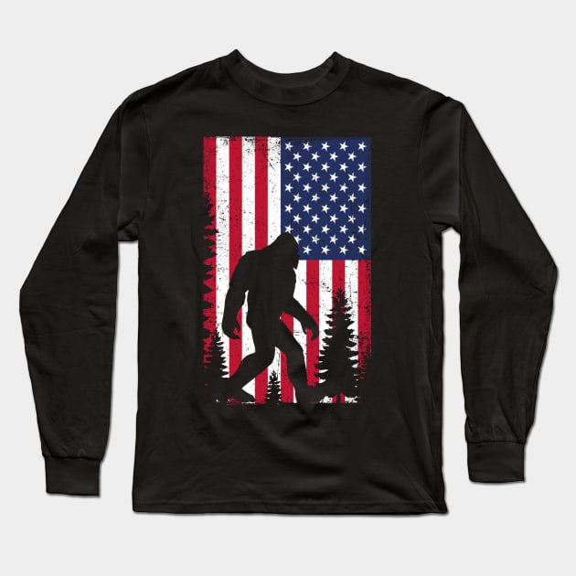 bigfoot american flag 4th of july Long Sleeve T-Shirt by blacks store